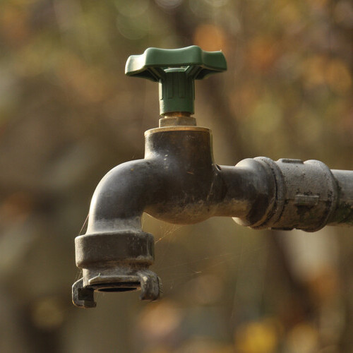 closeup of an outdoor faucet