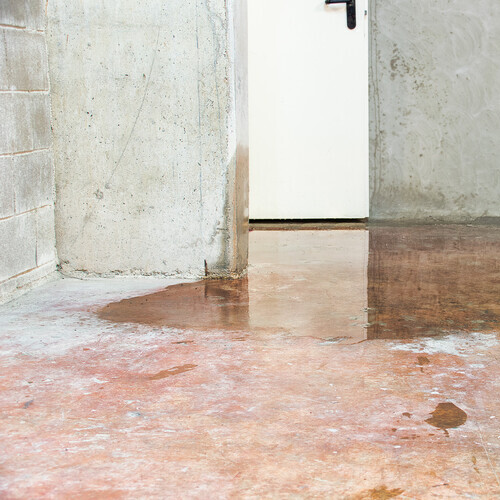 water damage to a concrete foundation