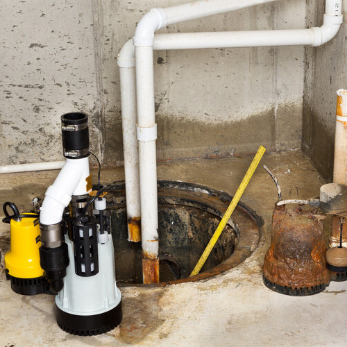 sump pump in a basement